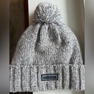 Adidas Kids Heather Gray Pom-Pom Beanie